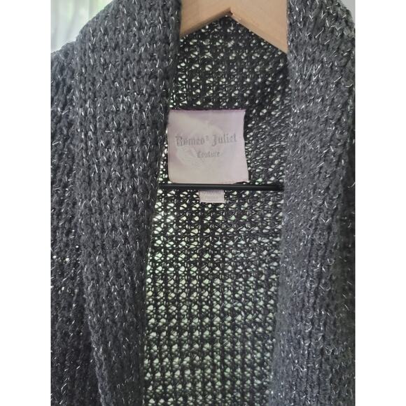 VINTAGE ROMEO & JULIET COUTURE BLACK SILVER LONG CARDIGAN - SMALL - Picture 5 of 7